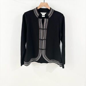 Exclusively Misook Embroidered Cardigan Black Size Small